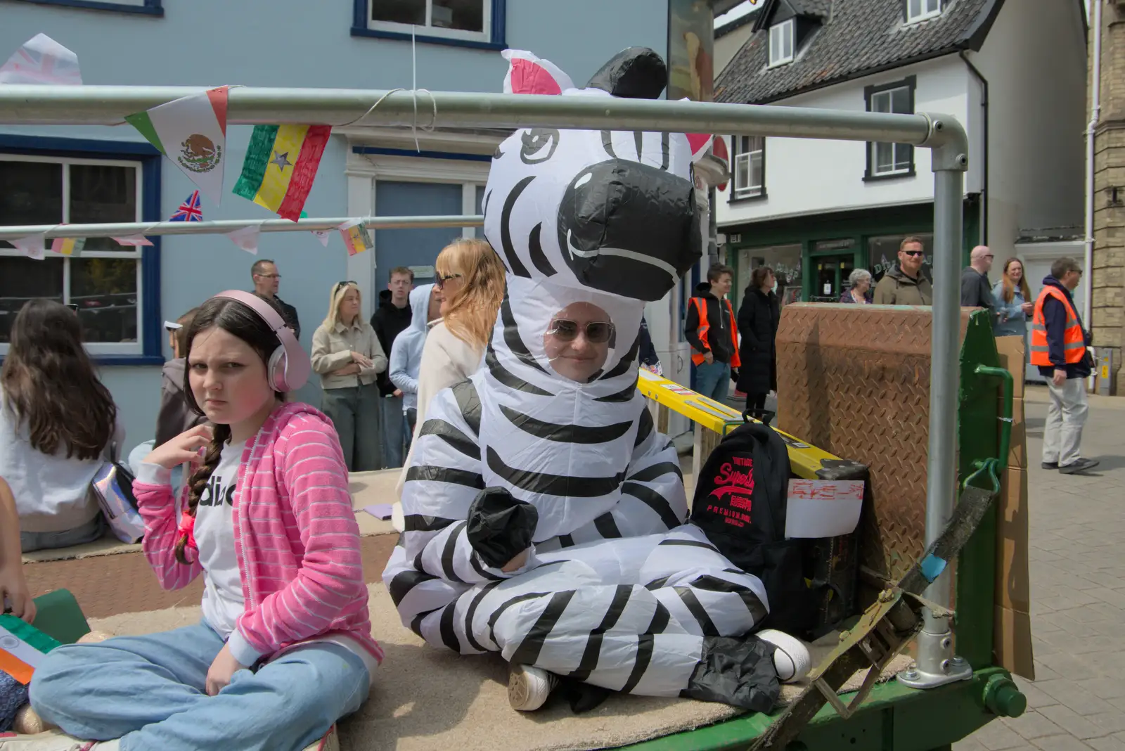 Someone's in an inflatable zebra, from Palgrave Players do the Carnival, Diss, Norfolk - 8th June 2025