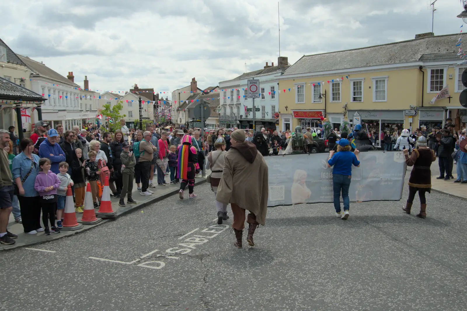 Crowds on the market place, from Palgrave Players do the Carnival, Diss, Norfolk - 8th June 2025
