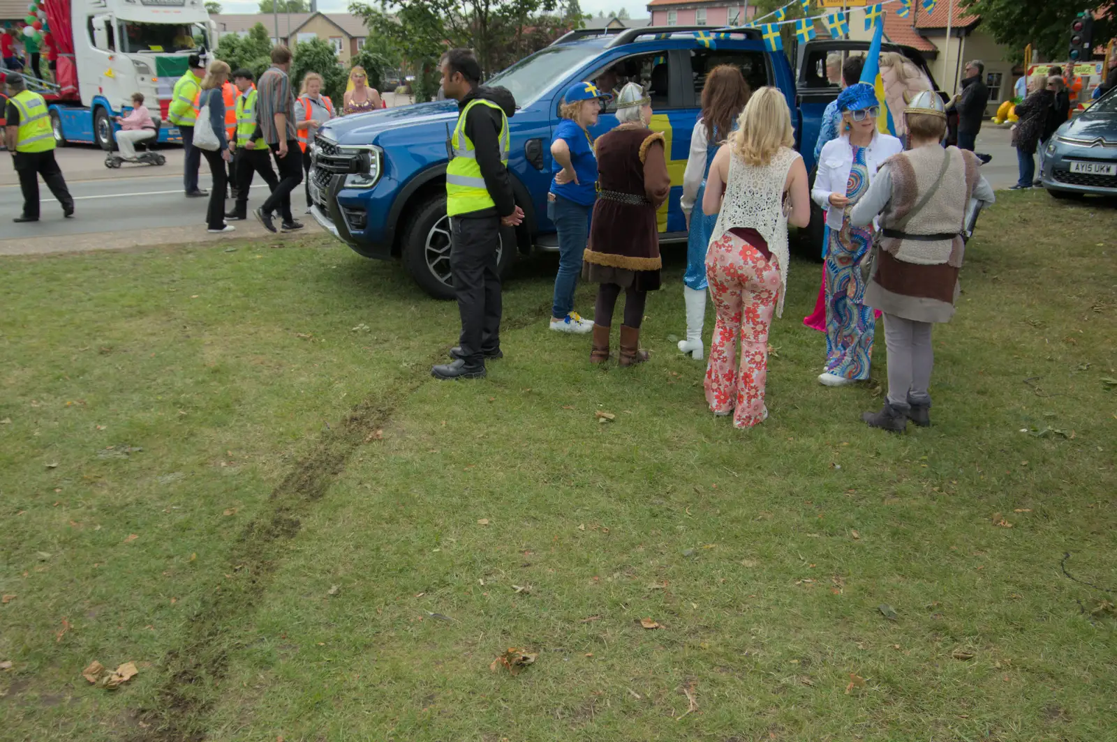 Clive accidentally churns the park up, from Palgrave Players do the Carnival, Diss, Norfolk - 8th June 2025