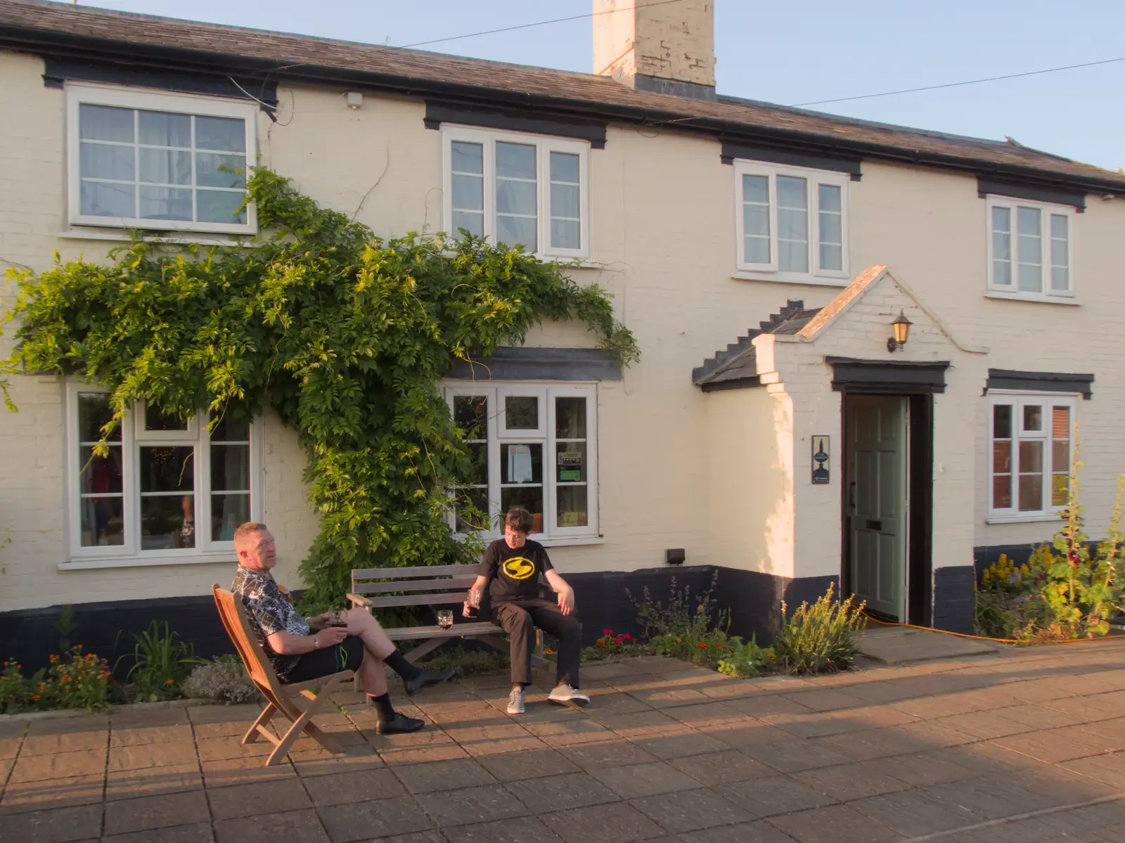 It's nice outside the front of the pub, from A Swarm of Bees, Eye, Suffolk - 16th June 2025