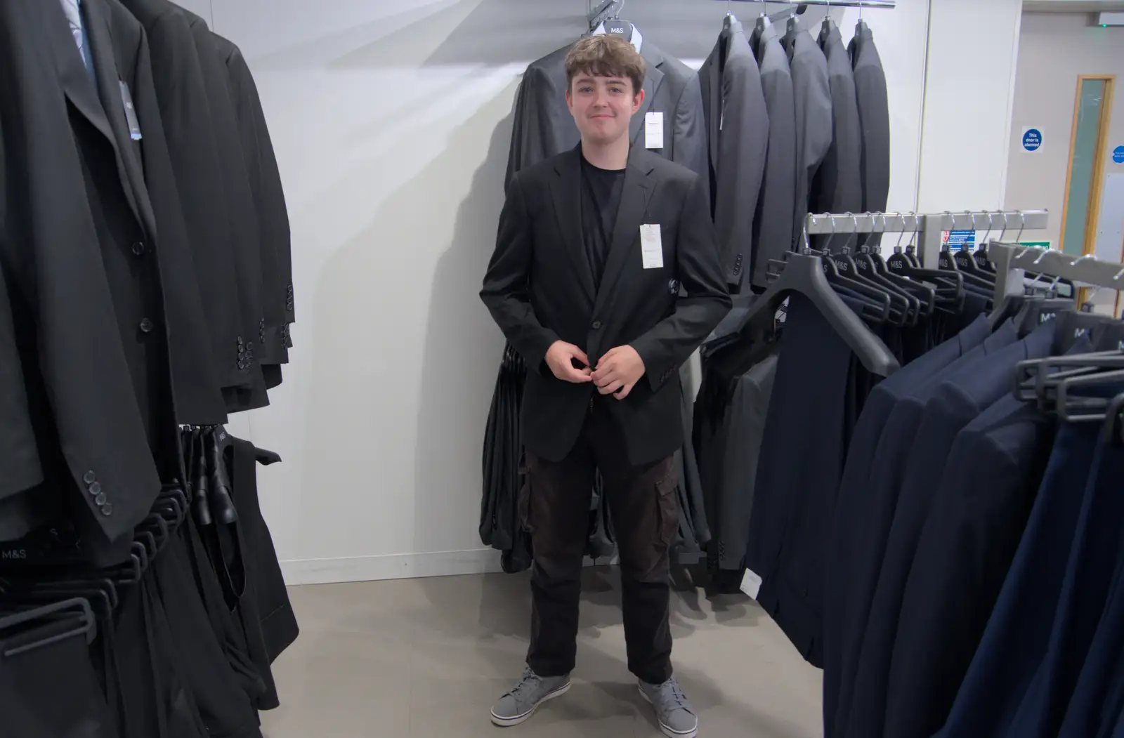 Fred tries out a suit in Marks and Spencer, from The Sunday Seisiún at the London Irish Centre, Camden Town - 22nd June 2025
