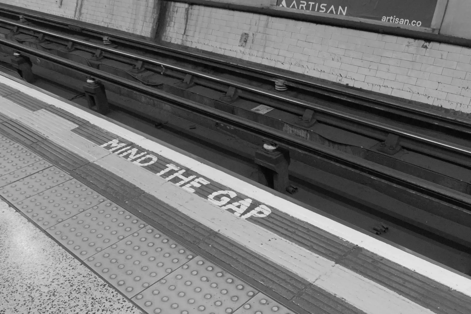 A classic Mind the Gap platform sign, from The Sunday Seisiún at the London Irish Centre, Camden Town - 22nd June 2025