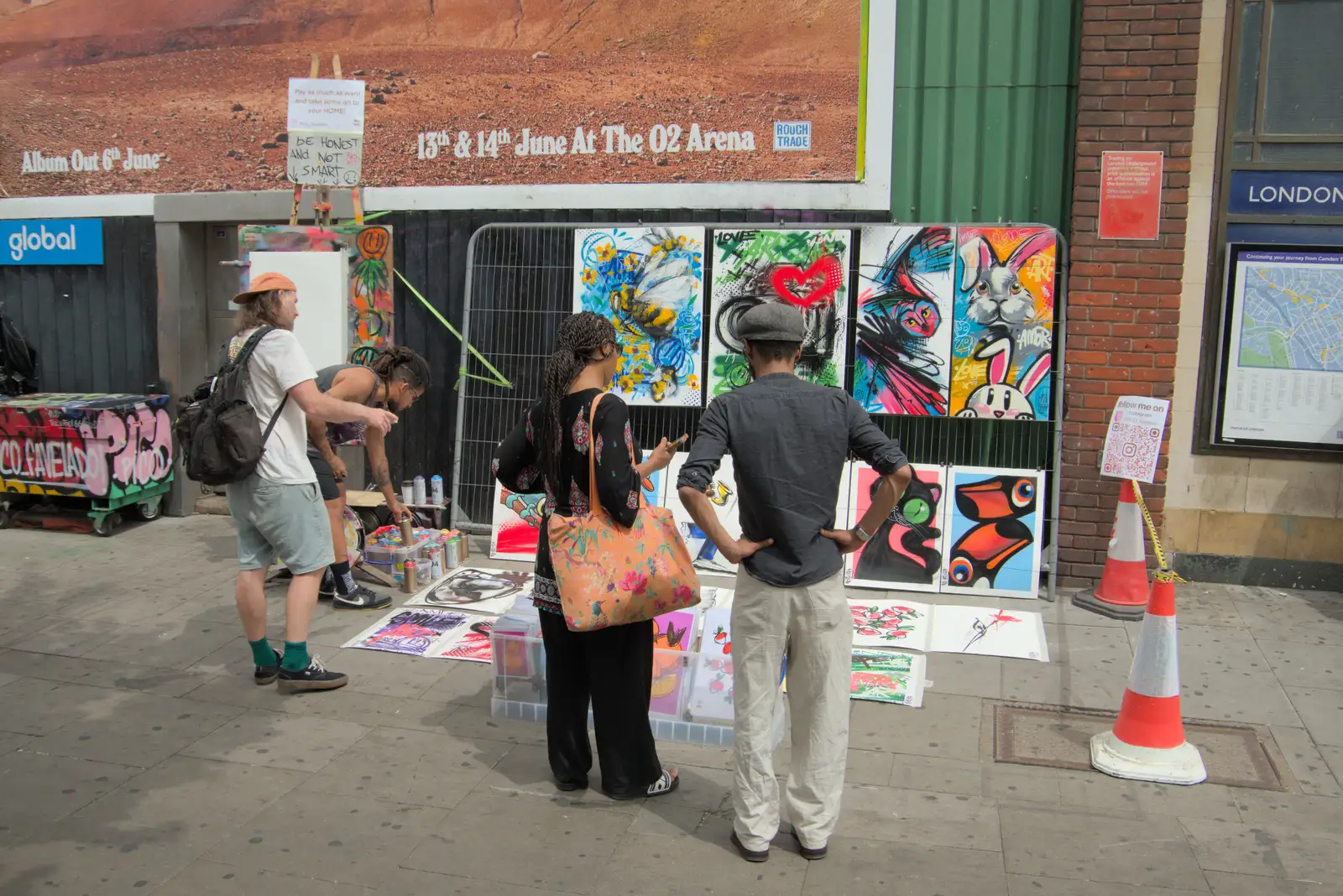 Art for sale on Camden High Street, from The Sunday Seisiún at the London Irish Centre, Camden Town - 22nd June 2025