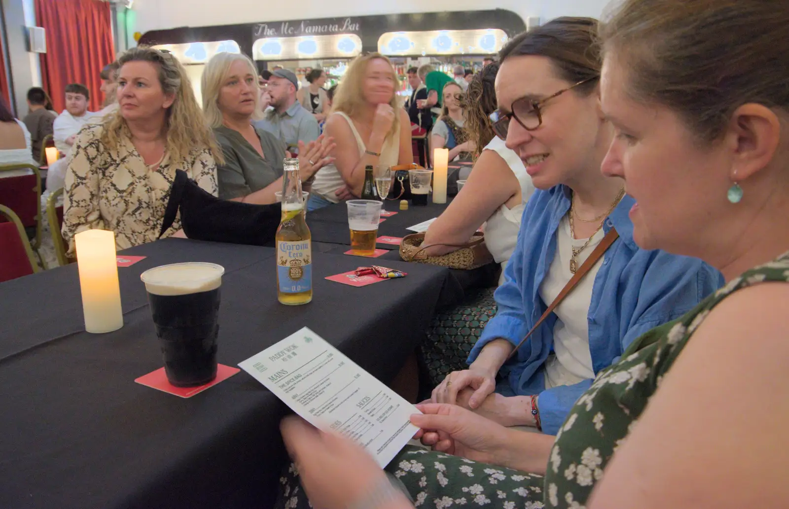 We check the Paddy Wok menu with Caoimhe the Shoe, from The Sunday Seisiún at the London Irish Centre, Camden Town - 22nd June 2025