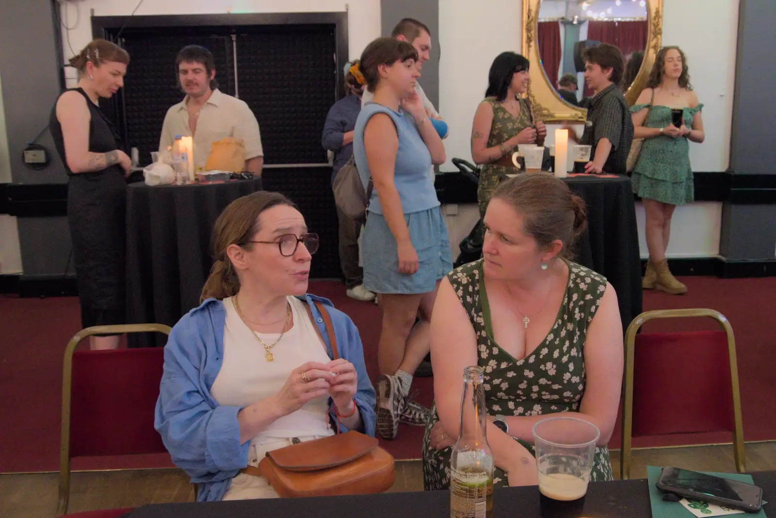 Caoimhe and Isobel chat in the interval, from The Sunday Seisiún at the London Irish Centre, Camden Town - 22nd June 2025