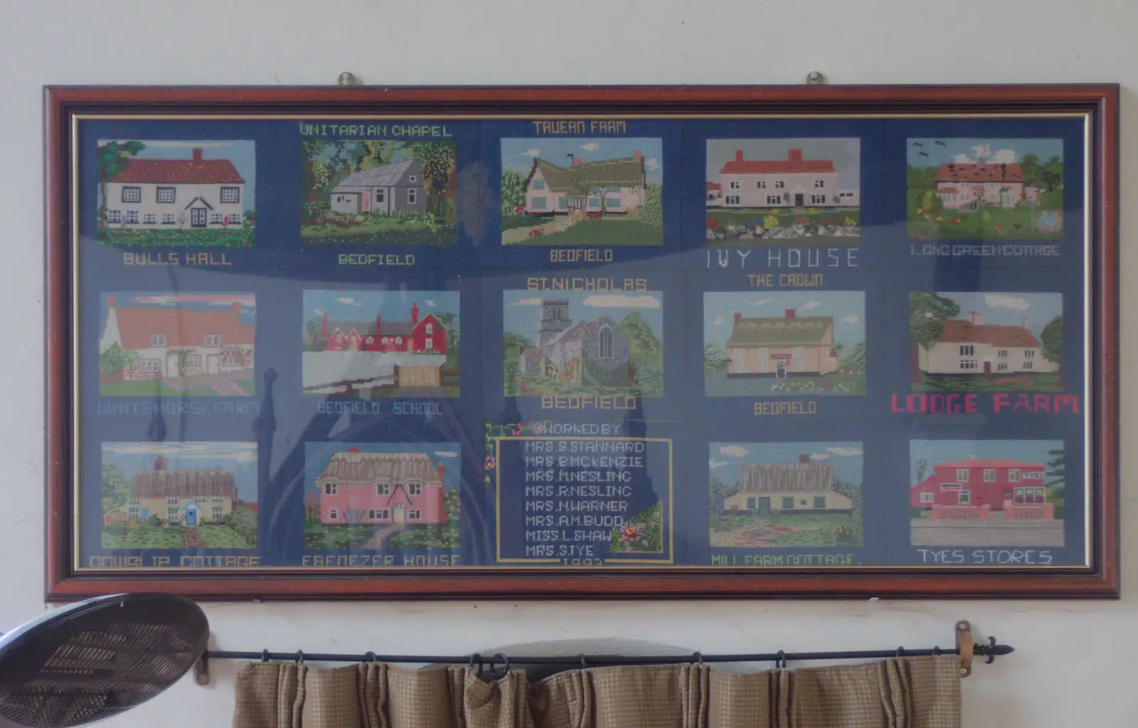 A sampler showing significant Bedfield buildings, from A Late June Miscellany, Suffolk - 28th June 2025