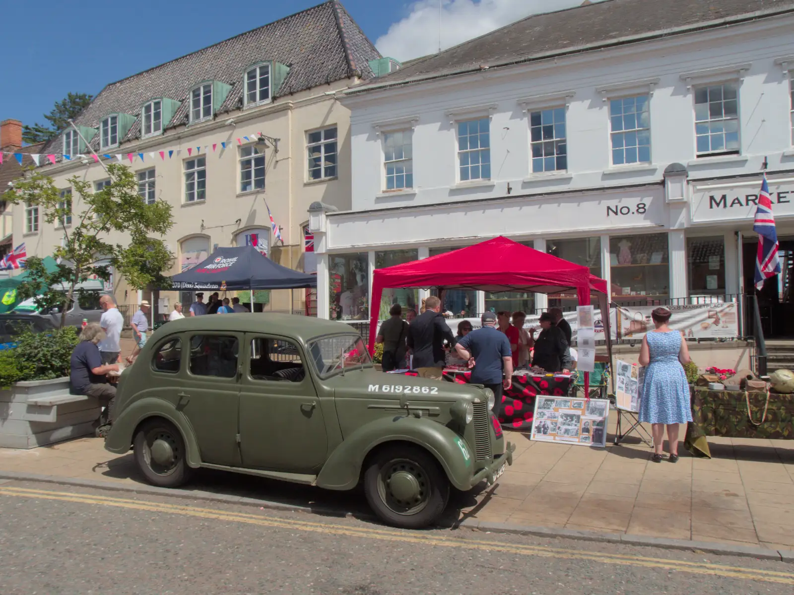 Isobel looks around outside No. 8 Marketplace, from A Late June Miscellany, Suffolk - 28th June 2025