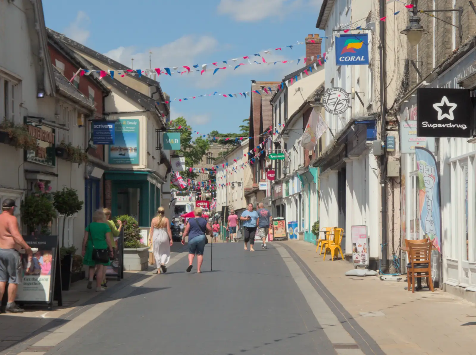 Mere Street and its bunting in the sun, from A Late June Miscellany, Suffolk - 28th June 2025
