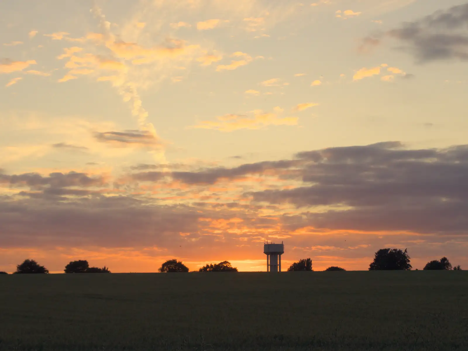 The sun sets behind Finningham water tower, from A Late June Miscellany, Suffolk - 28th June 2025
