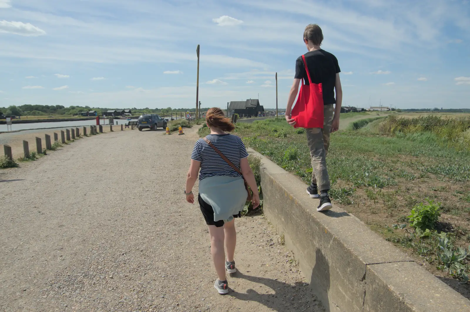 Harry walks along a wall, from Harry's Karate Kamp, Blackshore, Southwold - 5th July 2025