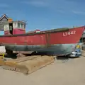 An old Lowestoft fishing boat waits for renovation, Harry's Karate Kamp, Blackshore, Southwold - 5th July 2025