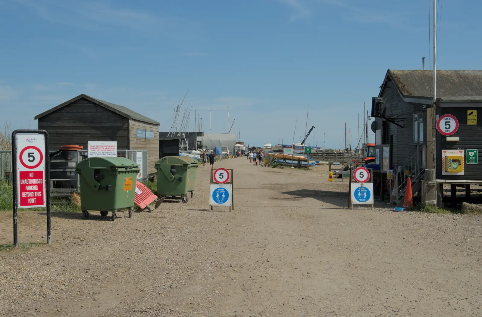 Looking back along the harbour road, from Harry's Karate Kamp, Blackshore, Southwold - 5th July 2025
