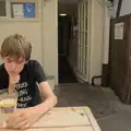 Harry ponders his lemonade, Harry's Karate Kamp, Blackshore, Southwold - 5th July 2025