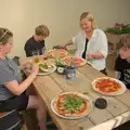 Our pizzas arrive at the Lord Nelson, Harry's Karate Kamp, Blackshore, Southwold - 5th July 2025