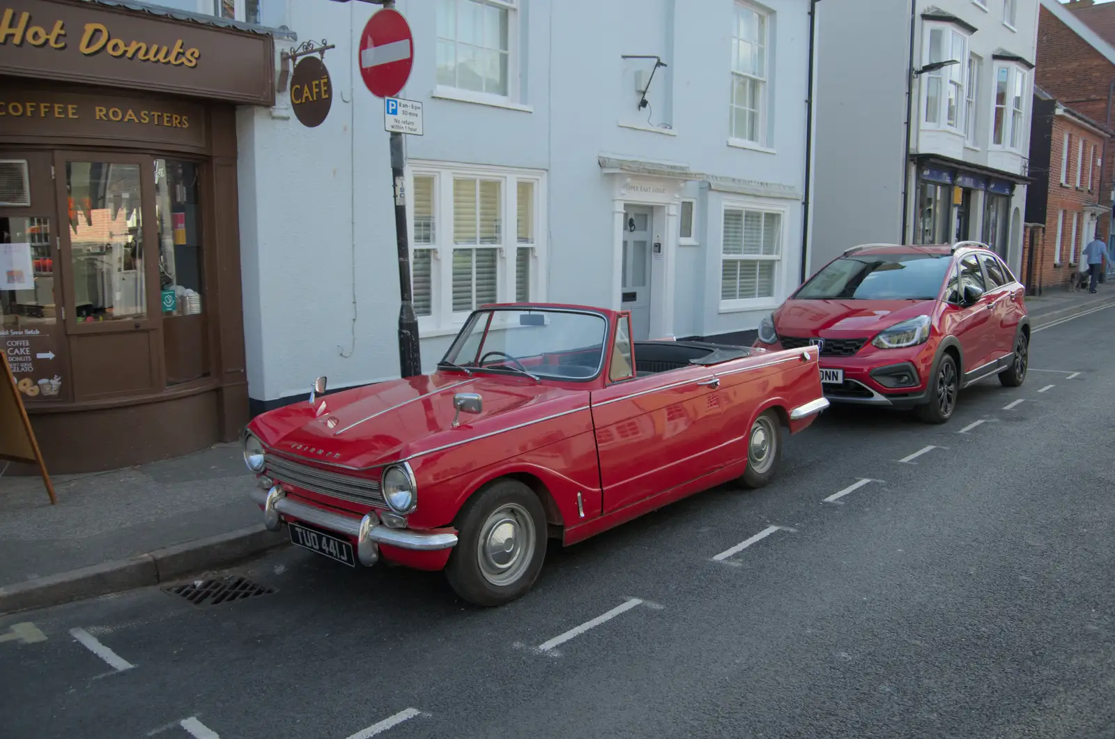 There's a lovely Triumph Herald convertible, from Harry's Karate Kamp, Blackshore, Southwold - 5th July 2025