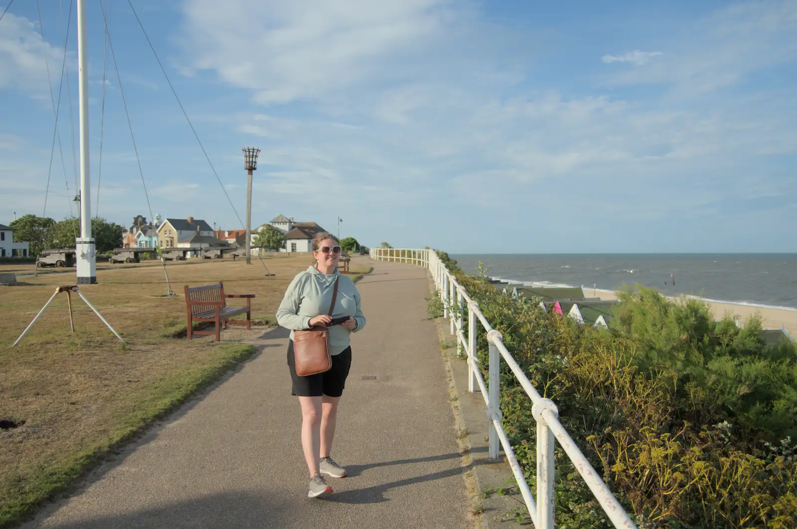 Isobel on Gun Hill, from Harry's Karate Kamp, Blackshore, Southwold - 5th July 2025