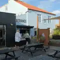 Mirka and Isobel walk into the Sail Loft, Harry's Karate Kamp, Blackshore, Southwold - 5th July 2025