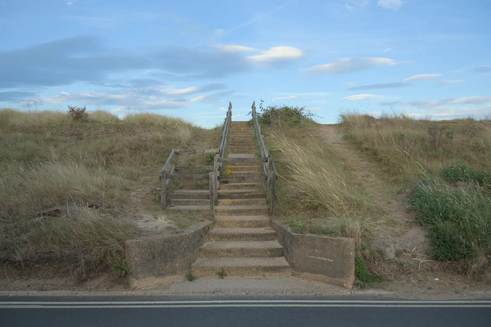 Steps up to the sand dunes, from Harry's Karate Kamp, Blackshore, Southwold - 5th July 2025