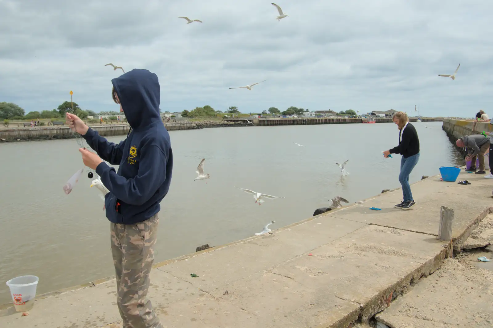 There's a seagull explosion near Harry, from Harry's Karate Kamp, Blackshore, Southwold - 5th July 2025