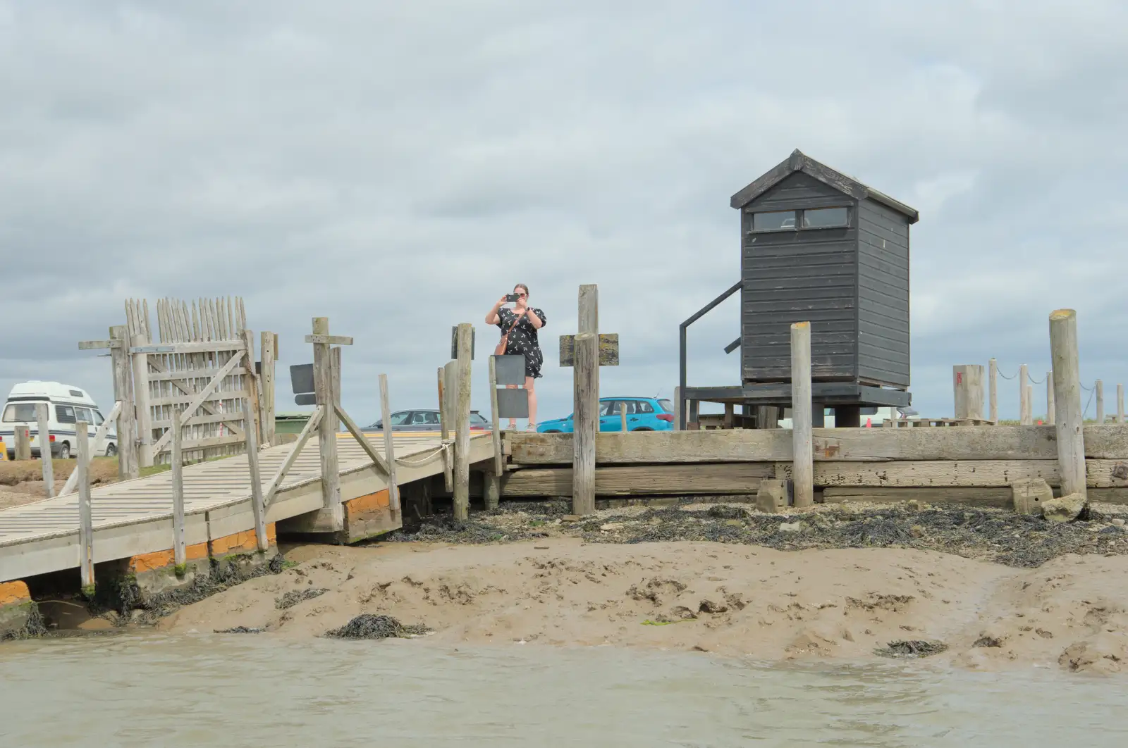 Isobel takes a photo from the Southwold side, from Harry's Karate Kamp, Blackshore, Southwold - 5th July 2025
