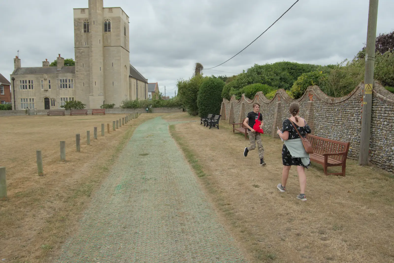 The castle-like Sacred Heart of Jesus church, from Harry's Karate Kamp, Blackshore, Southwold - 5th July 2025