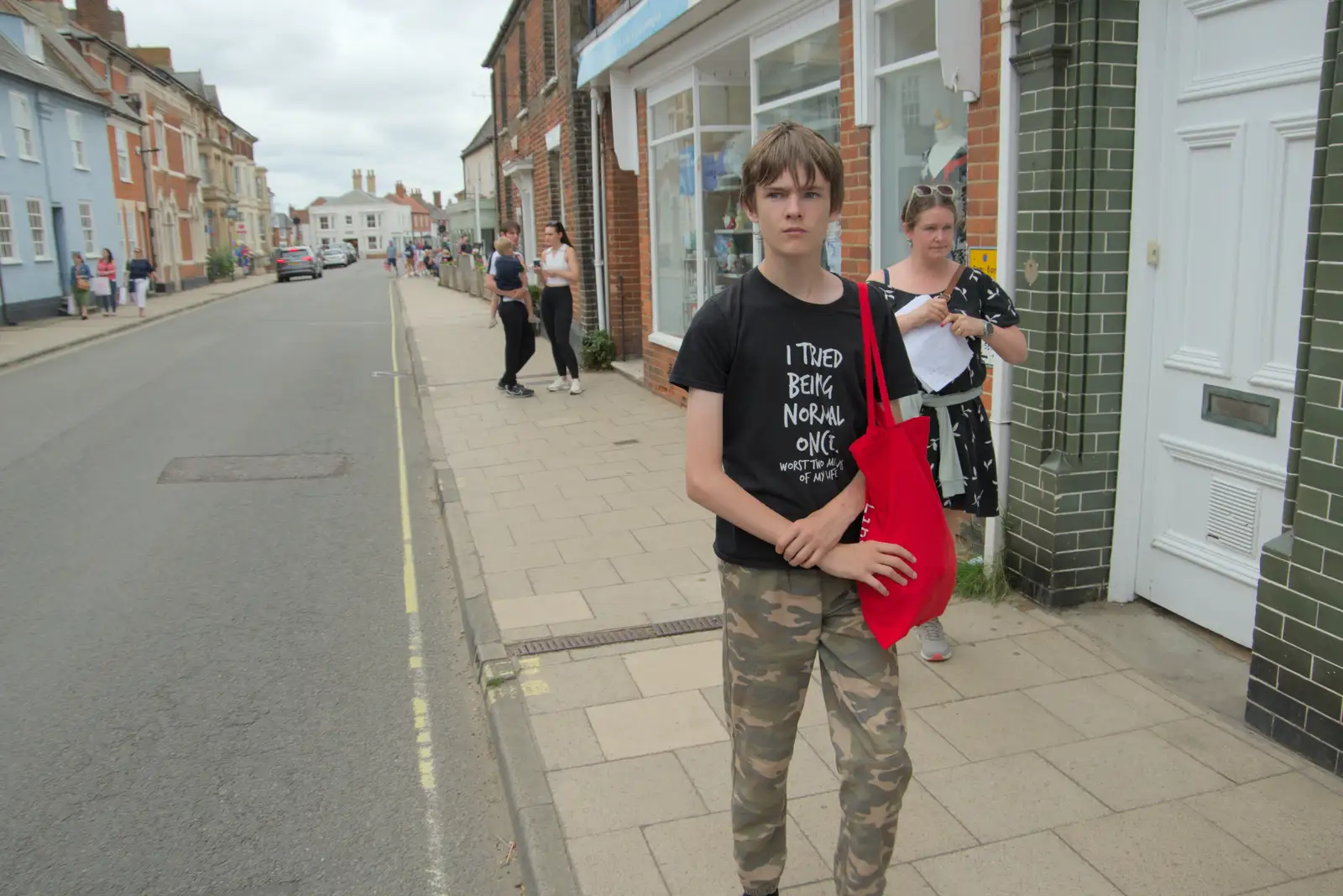 Harry on the High Street, from Harry's Karate Kamp, Blackshore, Southwold - 5th July 2025