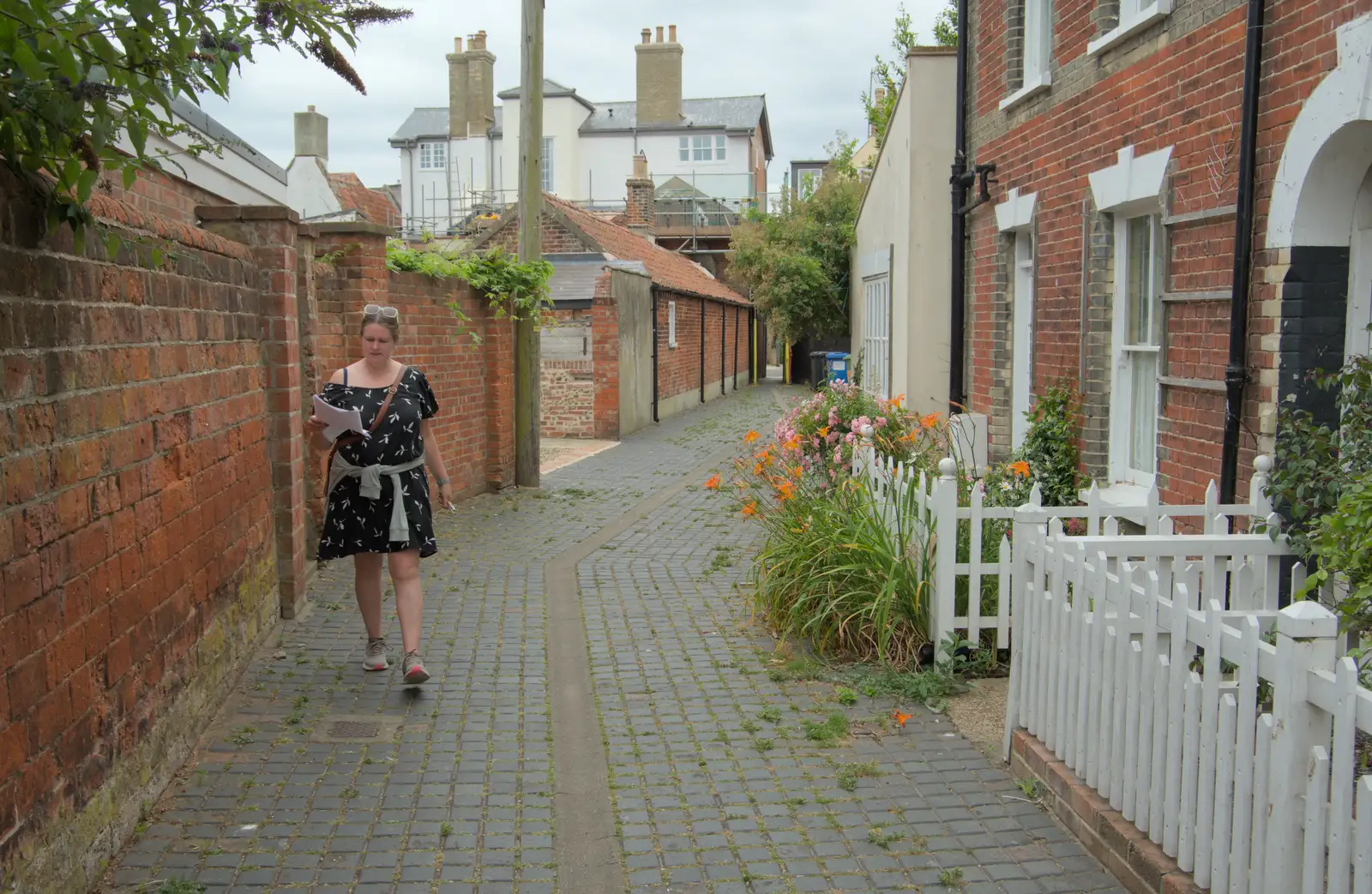 Isobel on Bank Alley, from Harry's Karate Kamp, Blackshore, Southwold - 5th July 2025
