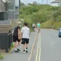A couple of Karate lads haul a 'rock' up Ferry Road, Harry's Karate Kamp, Blackshore, Southwold - 5th July 2025