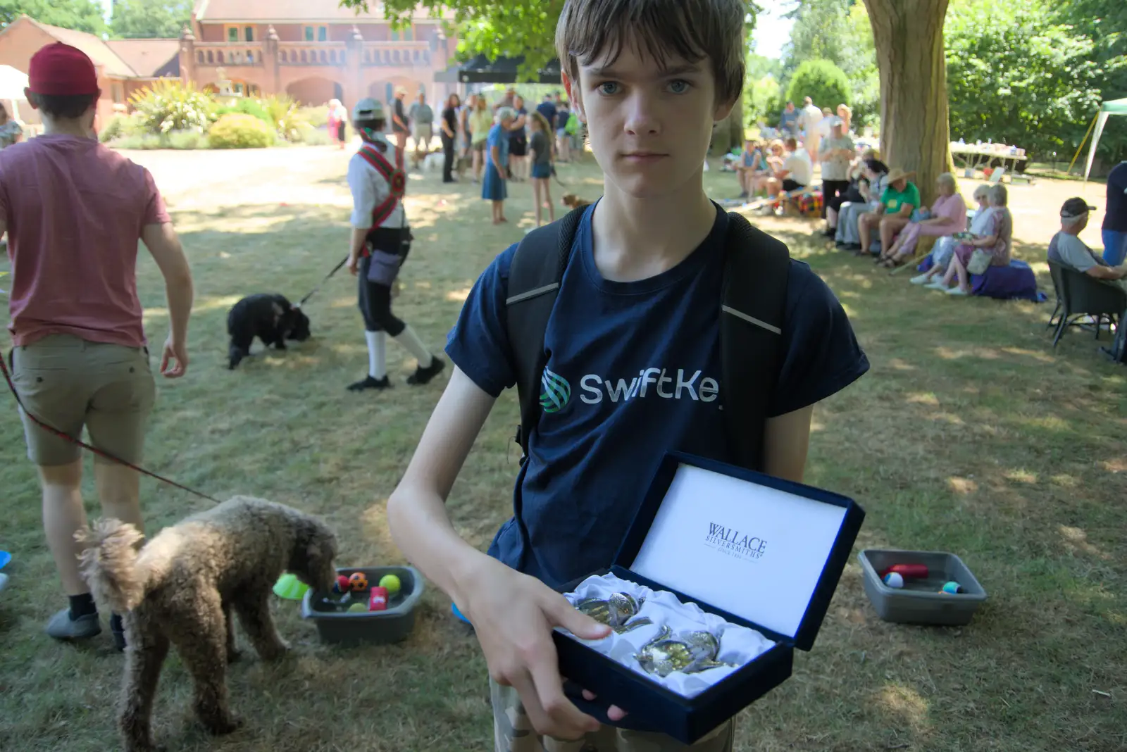 Harry's bought a silver salt-and-pepper set, from The Brome and Oakley Fete, Brome Hall, Suffolk - 12th July 2025