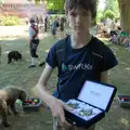 Harry's bought a silver salt-and-pepper set, The Brome and Oakley Fete, Brome Hall, Suffolk - 12th July 2025