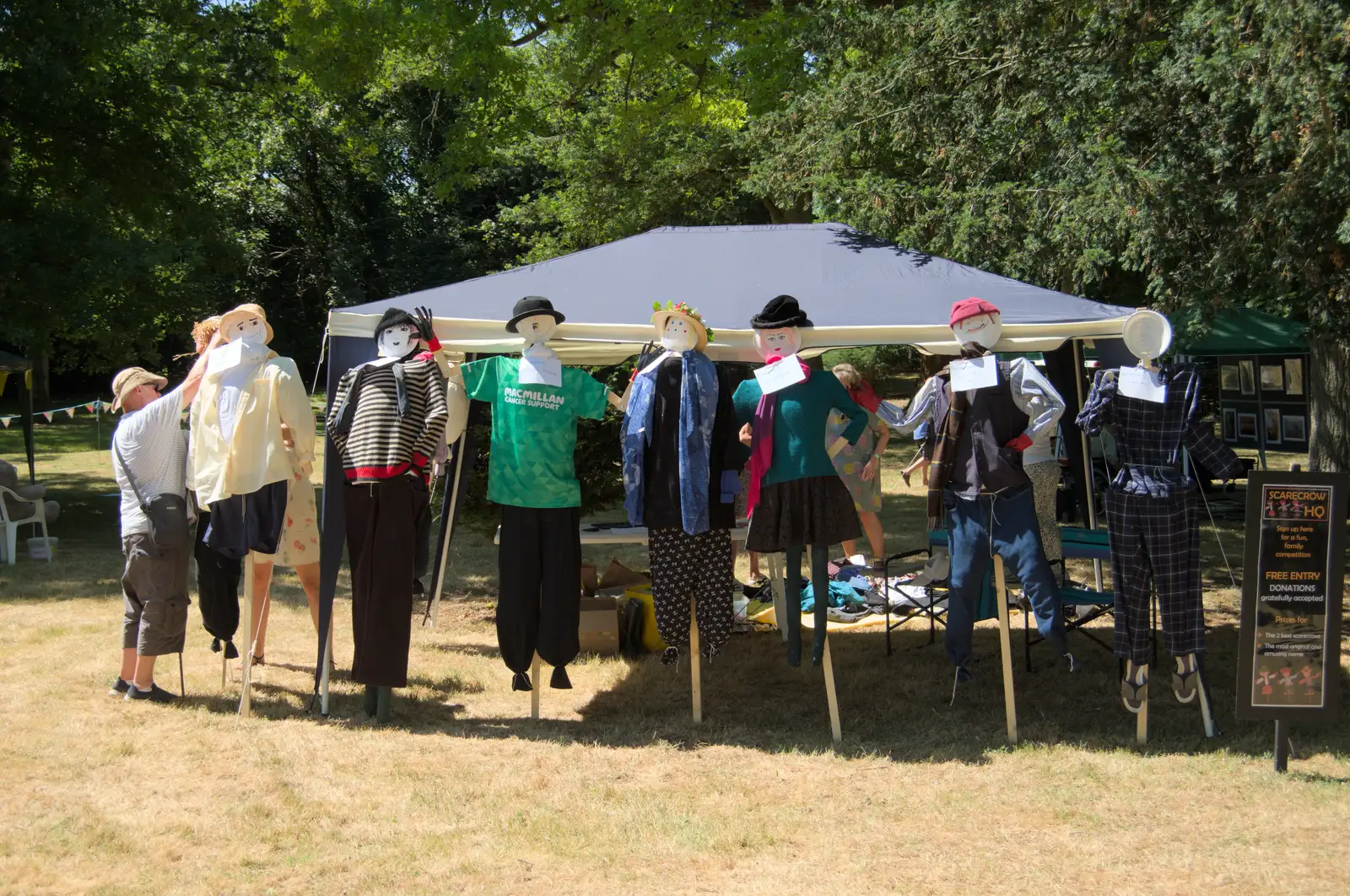 There's a dress the scarecrow competition, from The Brome and Oakley Fete, Brome Hall, Suffolk - 12th July 2025