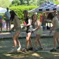 Some girls get the hang of grass skiing, The Brome and Oakley Fete, Brome Hall, Suffolk - 12th July 2025