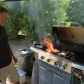 The barbeque is actually on fire, The Brome and Oakley Fete, Brome Hall, Suffolk - 12th July 2025