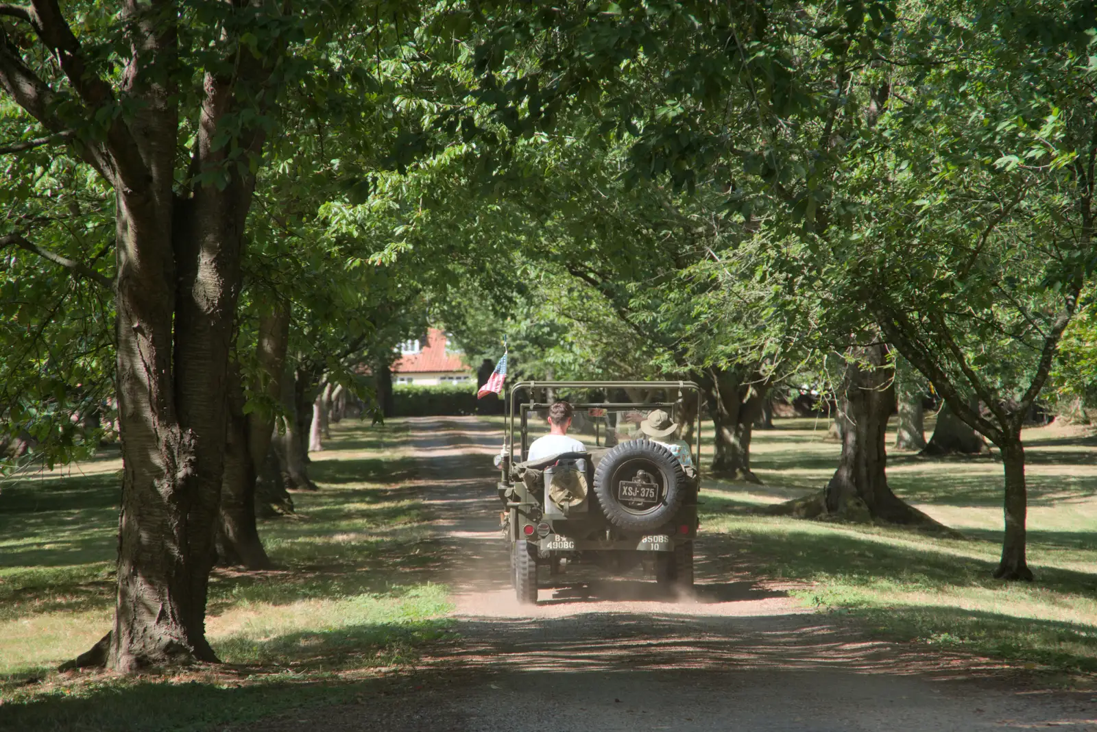 The Army jeep heads off, from The Brome and Oakley Fete, Brome Hall, Suffolk - 12th July 2025
