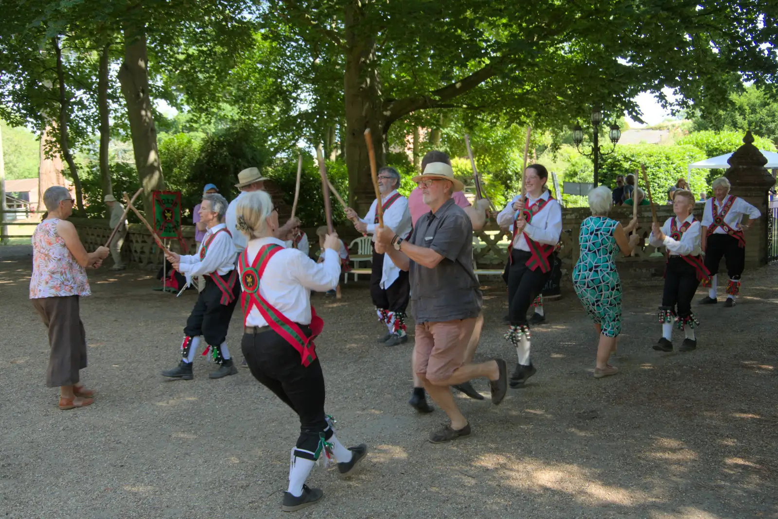 'Volunteers' have a go at Morris dancing, from The Brome and Oakley Fete, Brome Hall, Suffolk - 12th July 2025