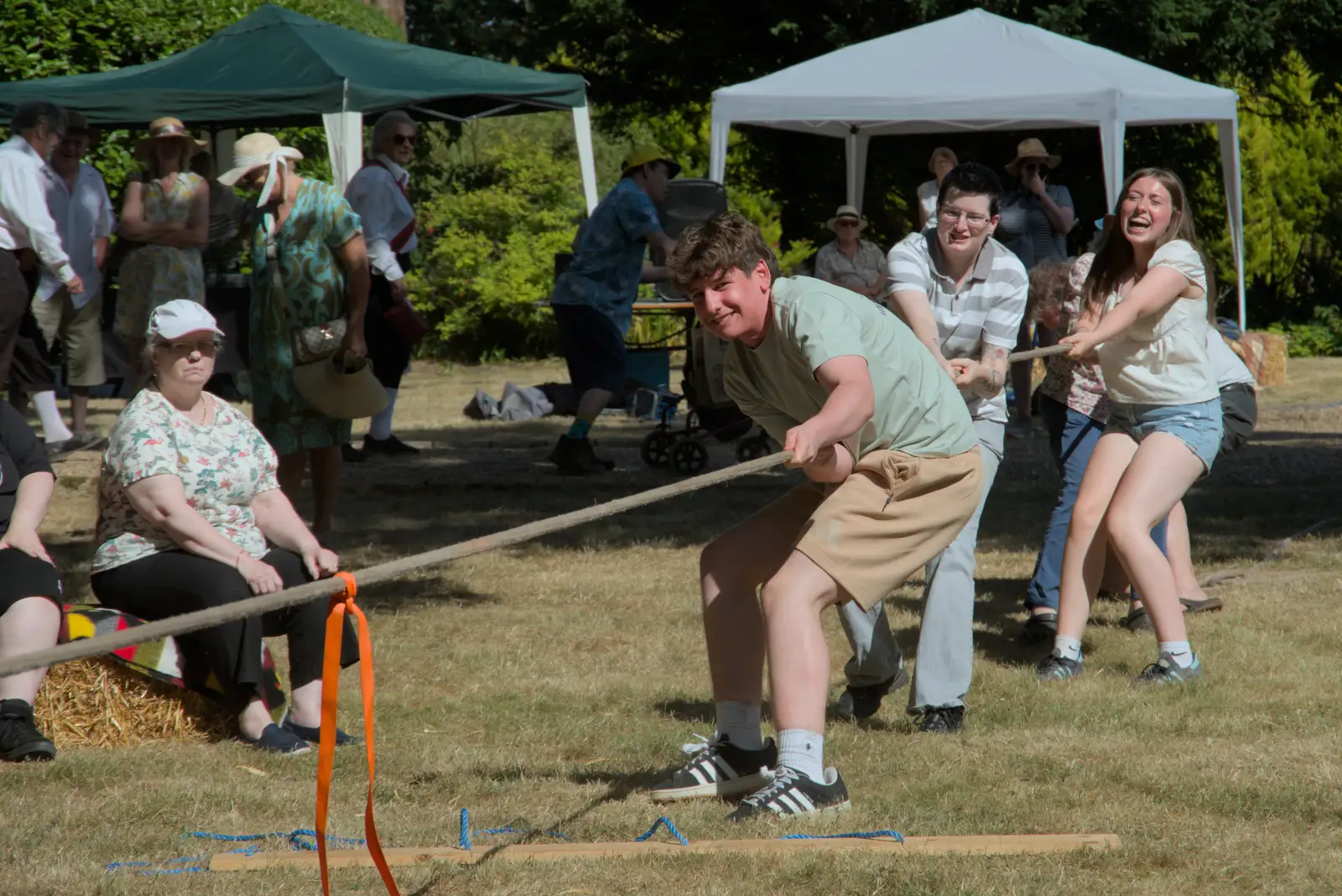 The Oakley team takes the strain, from The Brome and Oakley Fete, Brome Hall, Suffolk - 12th July 2025
