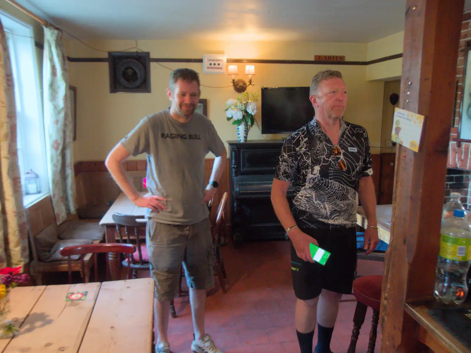 Phil and Gaz in the Victoria, from Anniversary Prosecco and BSSC Bike Rides, Suffolk - 17th July 2025