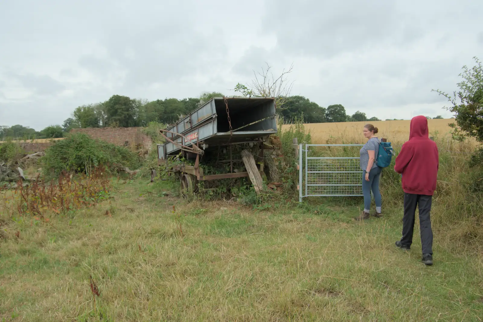 Derelict farm equipment, from A Wet Walk to the Black Horse, Thorndon, Suffolk - 20th July 2025