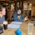 Isobel and Fred scope the menu in the Black Horse, A Wet Walk to the Black Horse, Thorndon, Suffolk - 20th July 2025
