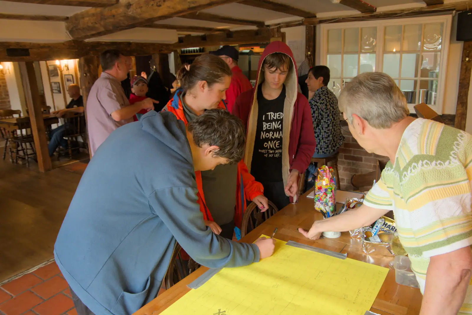 Fred has a go in the raffle, from A Wet Walk to the Black Horse, Thorndon, Suffolk - 20th July 2025