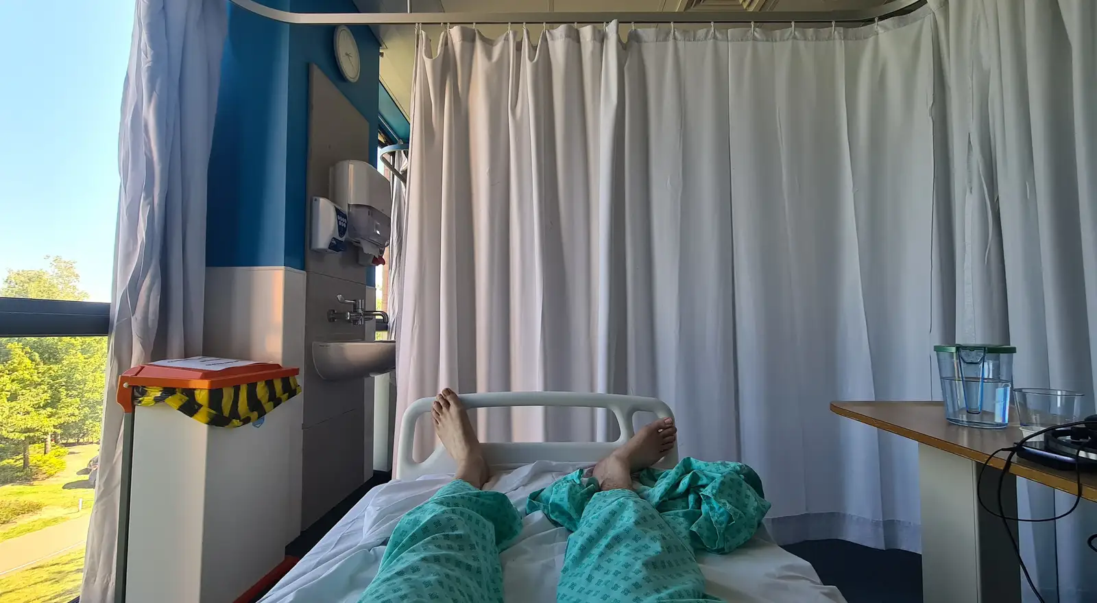 Nosher's feet in a hospital bed, from A Visit to the Thornhams, Suffolk - 3rd August 2025