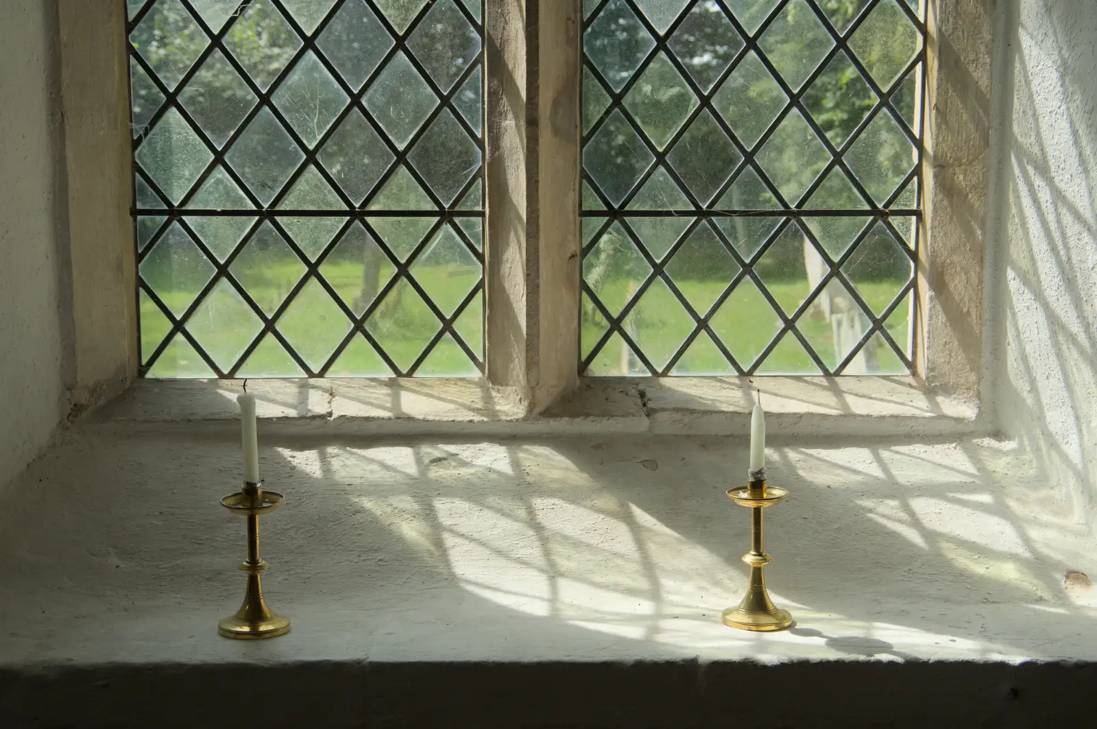 Leaded diamonds and simple candlesticks, from A Visit to the Thornhams, Suffolk - 3rd August 2025
