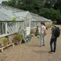 Isobel reads a sign by the decaying glasshouse, A Visit to the Thornhams, Suffolk - 3rd August 2025