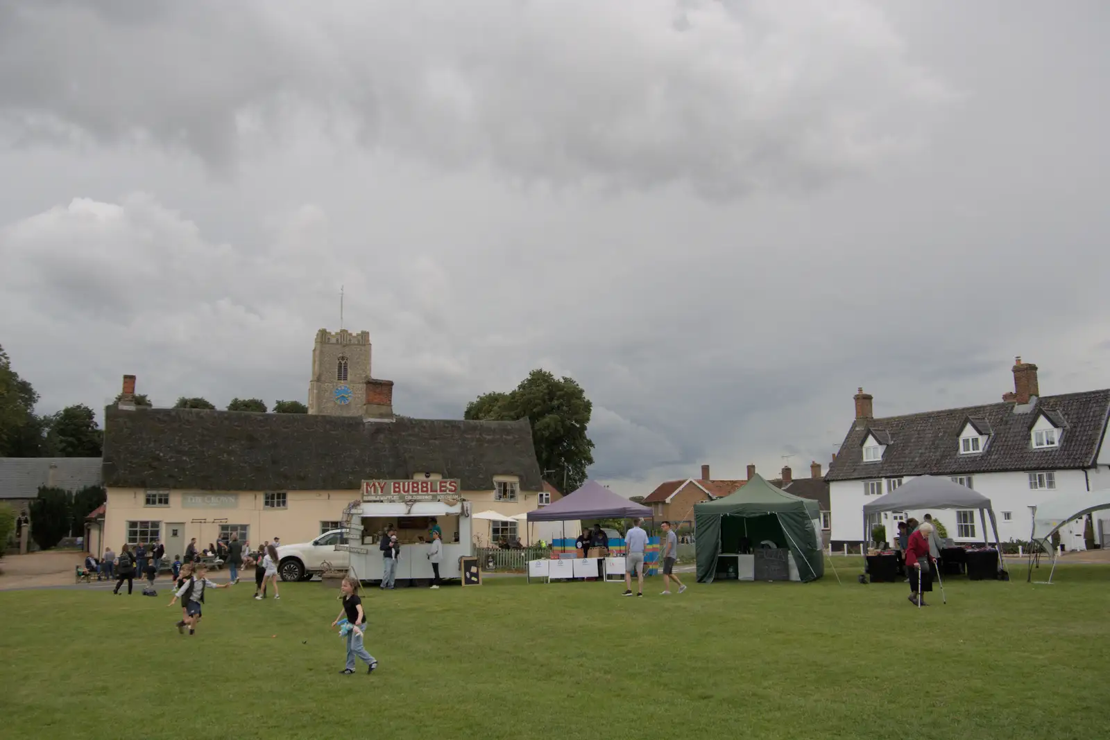 Clouds gather over Pulham, from Thorpe Abbots with Mick the Brick, and the GSB at Pulham - 13th September 2025