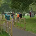 Park runners head off in the rain, B17 Memorial Visit and Isobel's 100th Park Run, Thornham - 20th September 2025