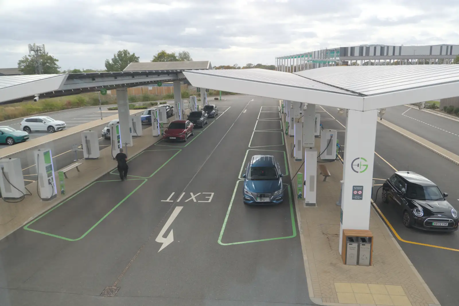 The car is charging at Gridserve near Braintree, from A Late September Miscellany, Norfolk and Suffolk - 28th September 2025