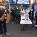 Fred with his rented saxophone, Palgrave Players do Made in Dagenham, Garboldisham, Norfolk - 25th October 2025