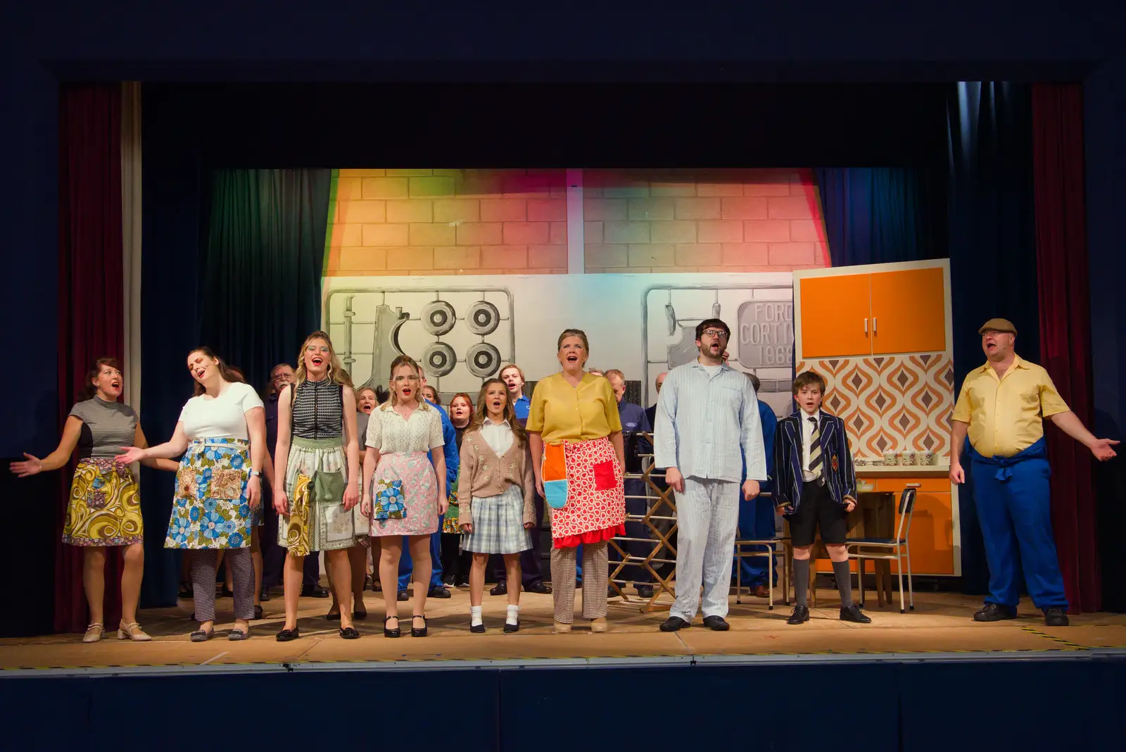 The cast sing a number as a sound check, from Palgrave Players do Made in Dagenham, Garboldisham, Norfolk - 25th October 2025