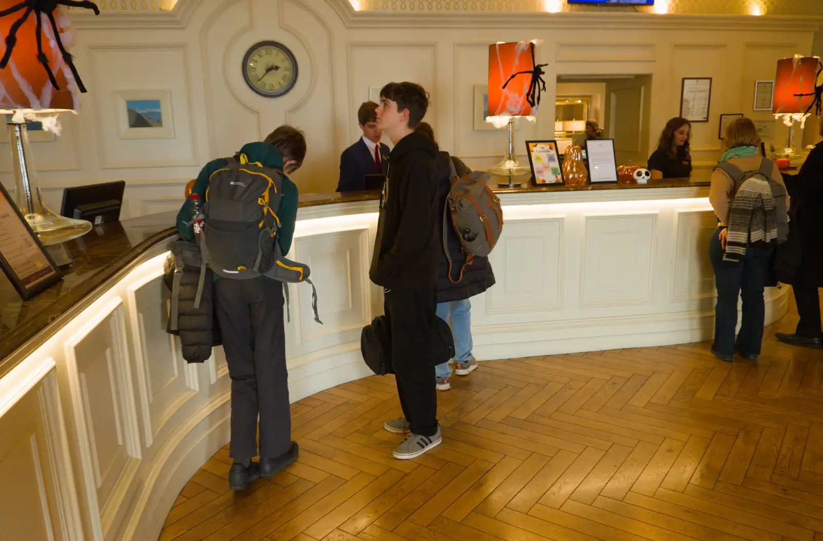 Isobel checks in at the hotel, from End of the Line 1: Dún Laoghaire to Howth, Ireland - 29th October 2025