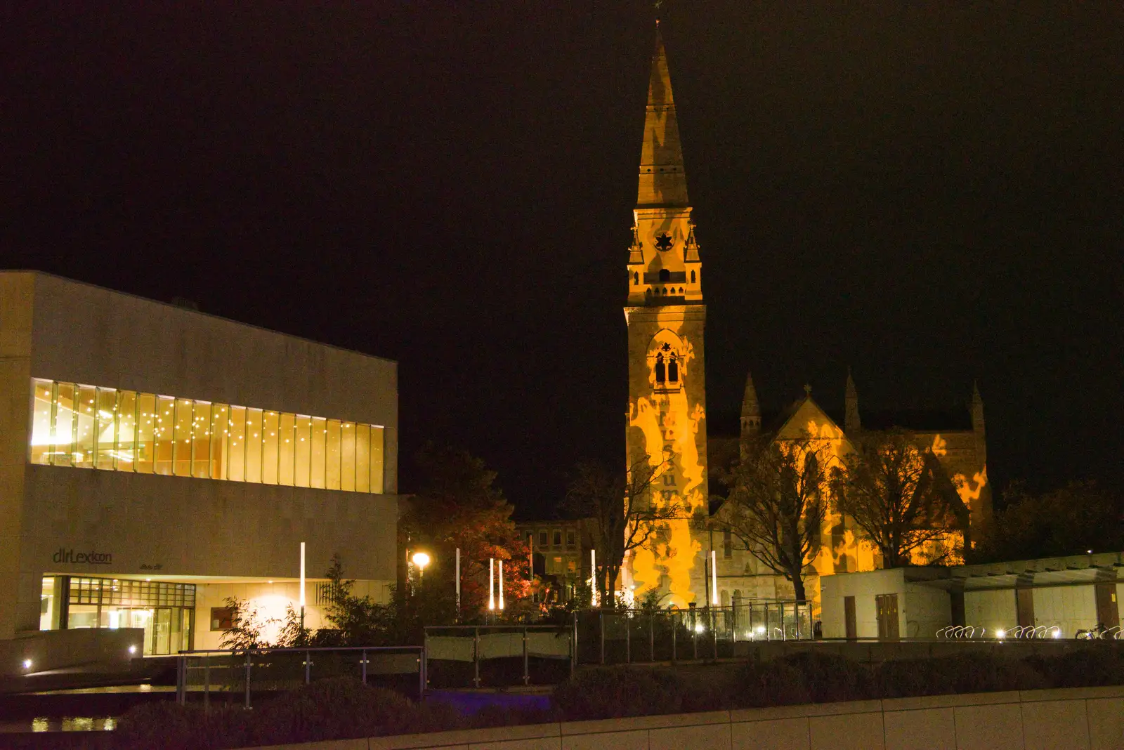 There are ghosts projected on a former church, from End of the Line 1: Dún Laoghaire to Howth, Ireland - 29th October 2025